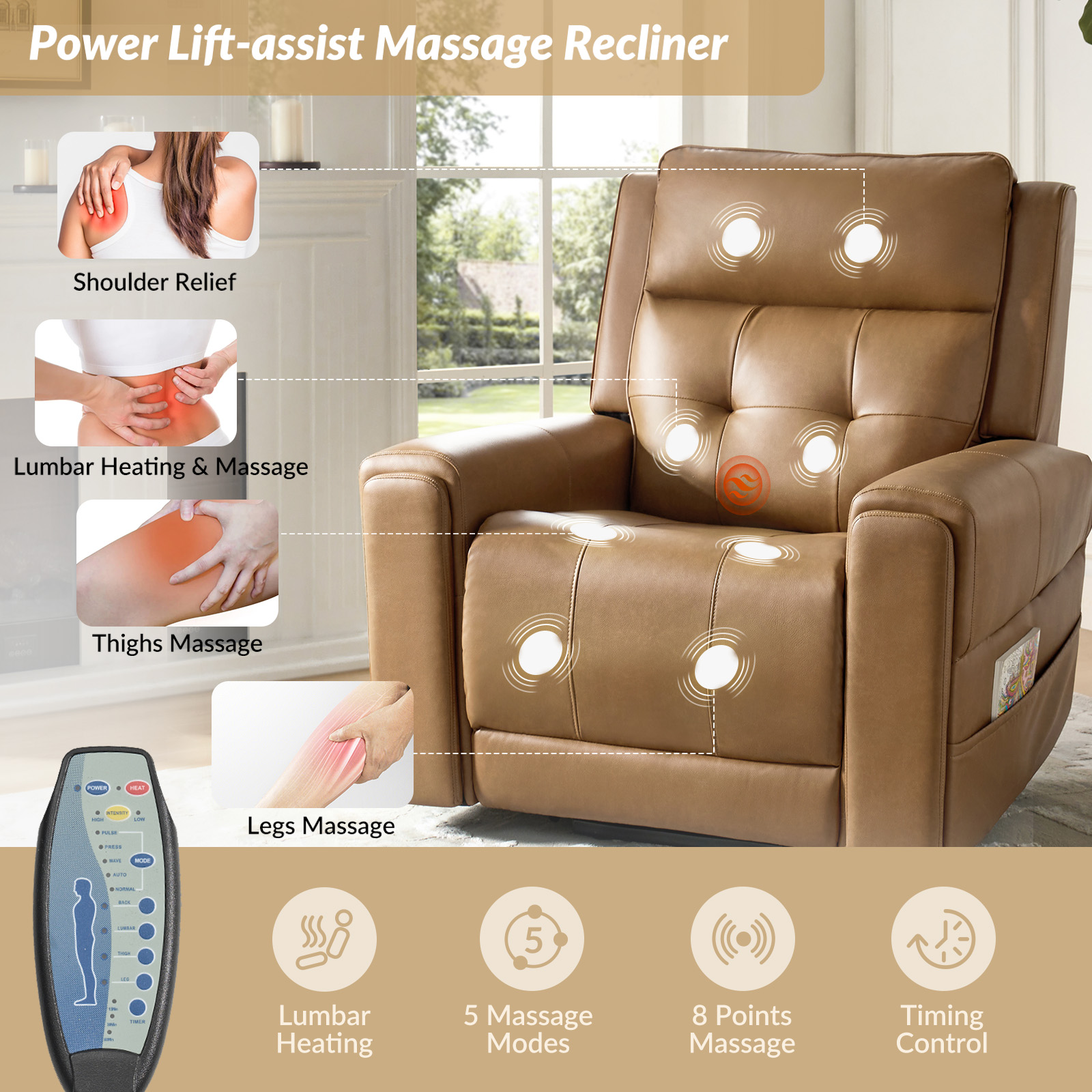 Joseph Oversized Massage and Heat Lift Assist Power Recliner 4 Joseph Oversized Massage and Heat Lift Assist Power Recliner - Image 4