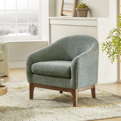 Joseph Sage Lamb Wool Modern Barrel Accent Chair