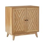 Joseph Walnut Mid-Century Modern Chevron Door Accent Cabinet 7 Joseph Walnut Mid-Century Modern Chevron Door Accent Cabinet