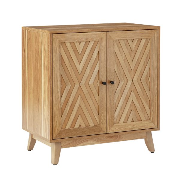 Joseph Walnut Mid Century Modern Chevron Door Accent Cabinet 1