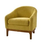 Joseph Yellow Lamb Wool Modern Barrel Accent Chair 7 Joseph Yellow Lamb Wool Modern Barrel Accent Chair