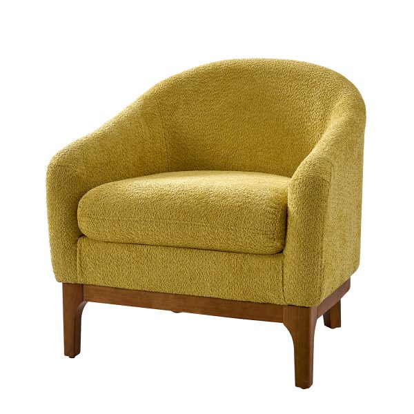 Joseph Yellow Lamb Wool Modern Barrel Accent Chair 1