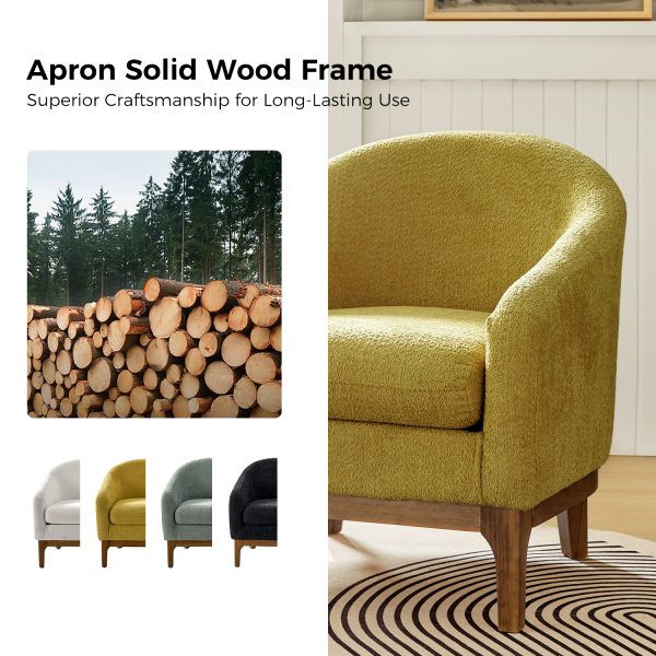 Joseph Yellow Lamb Wool Modern Barrel Accent Chair 3