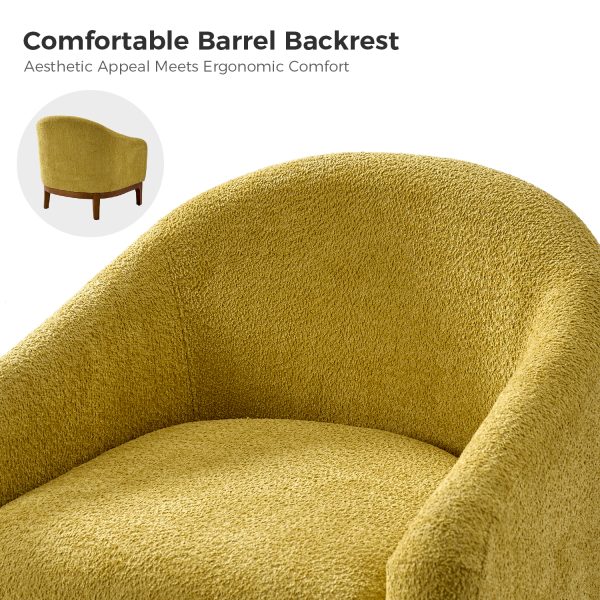 Joseph Yellow Lamb Wool Modern Barrel Accent Chair 4