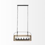 Josie (42"x14.5"x20") Natural Wood Chassis Six Light Chandelier