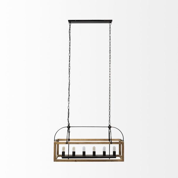 Josie 42x14.5x20 Natural Wood Chassis Six Light Chandelier 1