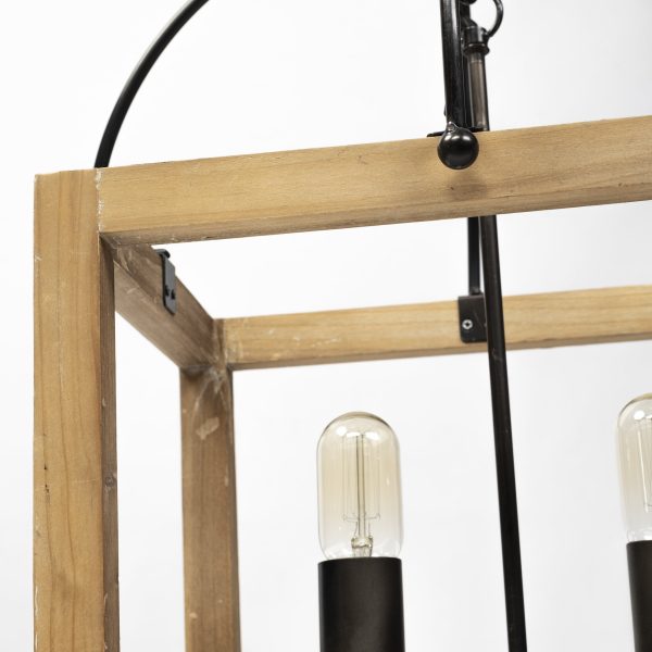 Josie 42x14.5x20 Natural Wood Chassis Six Light Chandelier 5