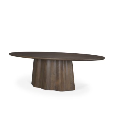 Jovani 94" Solid Dark Brown Mango Wood Oval Dining Table