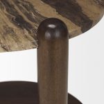 Jovia Brown Mango Wood W/ Cappuccino Marble Round Side Table