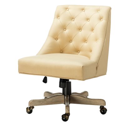 Jovita Beige Linen Button Tufted Ergonomic Height Adjustable Task Chair