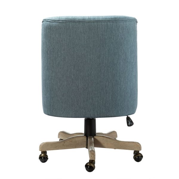 Jovita Blue Linen Button Tufted Ergonomic Adjustable Height Task Chair 2