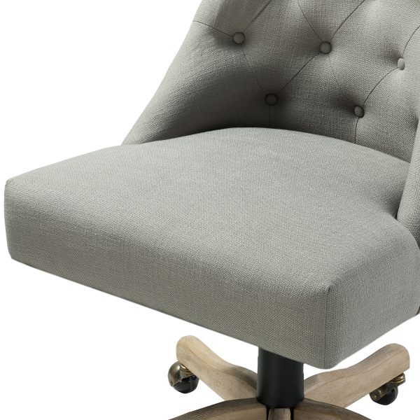Jovita Grey Linen Button Tufted Ergonomic Adjustable Height Task Chair 2