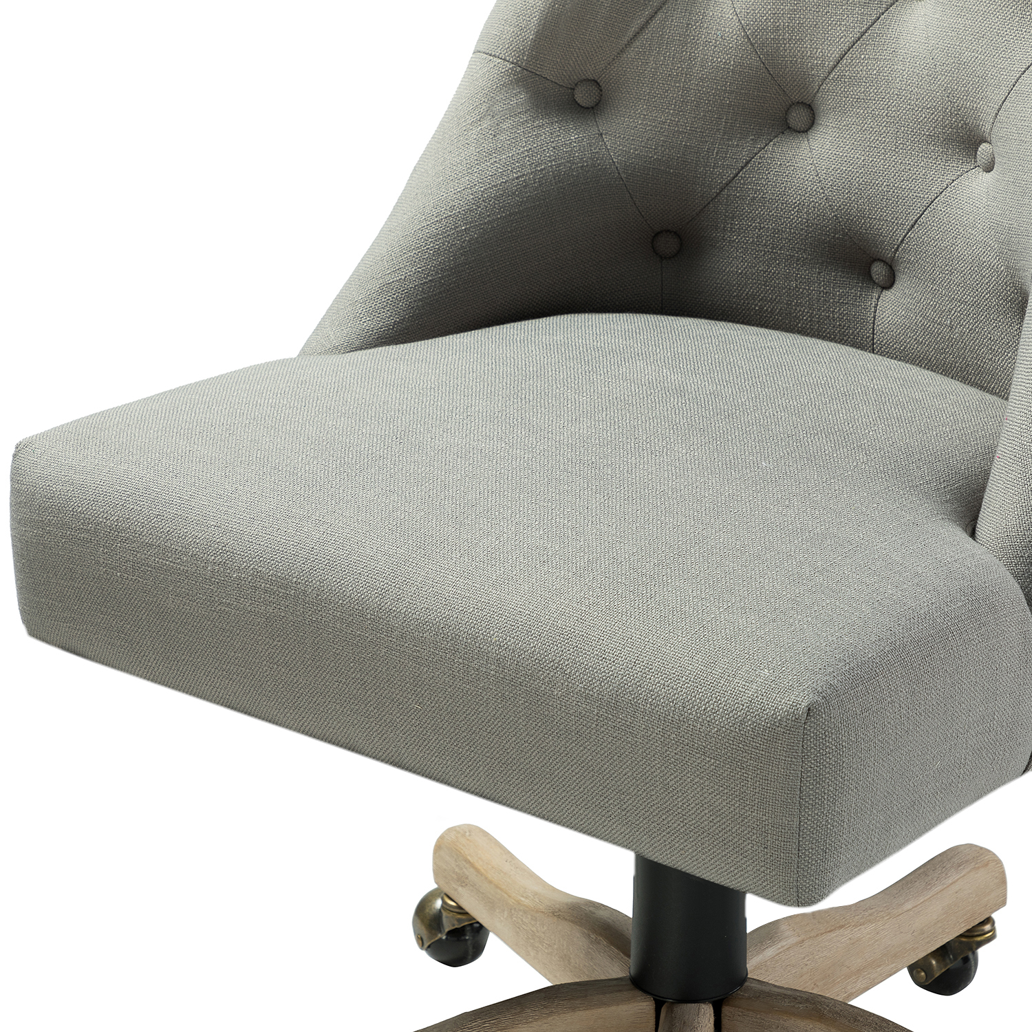 Jovita Grey Linen Button Tufted Ergonomic Adjustable Height Task Chair 3 Jovita Grey Linen Button Tufted Ergonomic Adjustable Height Task Chair - Image 3