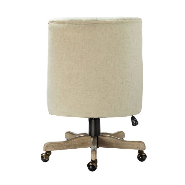 Jovita Ivory Ergonomic Button Tufted Linen Adjustable Height Task Chair 2 1