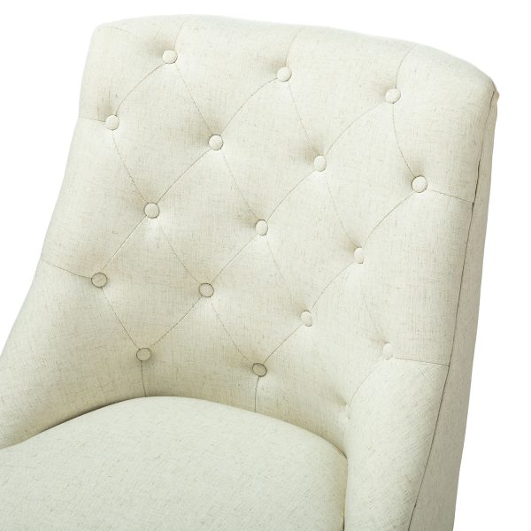 Jovita Ivory Ergonomic Button Tufted Linen Adjustable Height Task Chair 4 1