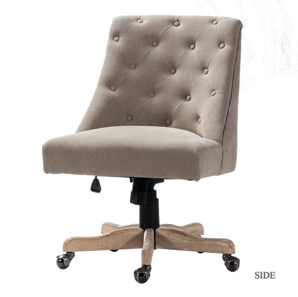 Jovita Truffle Linen Button Tufted Ergonomic Adjustable Task Chair