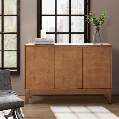 Joyce Seadrift Hexagon 3-Door Modern Storage Sideboard