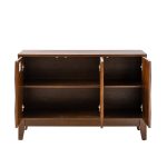 Joyce Walnut 3-Door Hexagon Sideboard Storage Cabinet 10 Joyce Walnut 3-Door Hexagon Sideboard Storage Cabinet