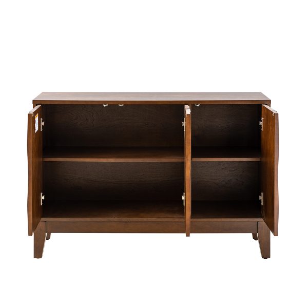 Joyce Walnut 3 Door Hexagon Sideboard Storage Cabinet 4