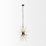 Jules 25x25 Blonde Wood and Black Metal Six Bulb Chandelier Light