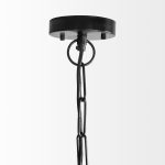 Jules 25x25 Blonde Wood and Black Metal Six Bulb Chandelier Light