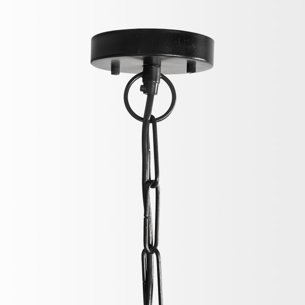 Jules 25x25 Blonde Wood and Black Metal Six Bulb Chandelier Light 3