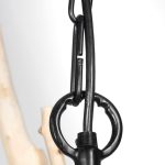 Jules 25x25 Blonde Wood and Black Metal Six Bulb Chandelier Light