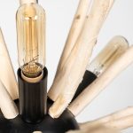 Jules 25x25 Blonde Wood and Black Metal Six Bulb Chandelier Light