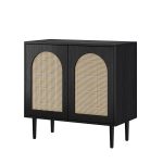 Juli Black Rattan Door Rustic Accent Cabinet Storage Cabinet 7 Juli Black Rattan Door Rustic Accent Cabinet Storage Cabinet