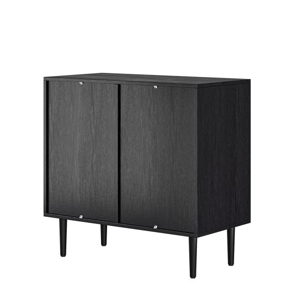 Juli Black Rattan Door Rustic Accent Cabinet Storage Cabinet 2