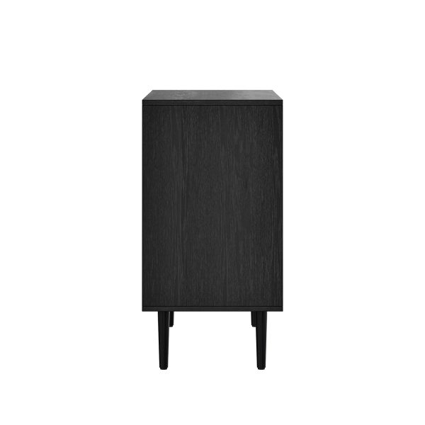 Juli Black Rattan Door Rustic Accent Cabinet Storage Cabinet 3