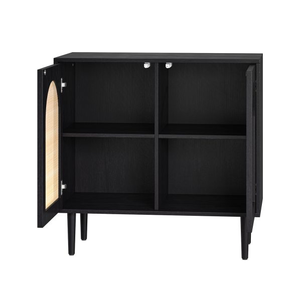 Juli Black Rattan Door Rustic Accent Cabinet Storage Cabinet 4