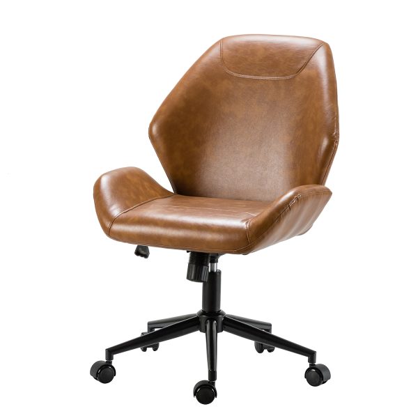 Juli Camel Vegan Leather Modern Swivel Adjustable Height Task Chair 1