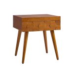 Julian Acorn Mid-Century Modern Charging Side Table With Shelf