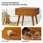 Julian Acorn Mid-Century Modern Charging Side Table With Shelf