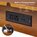 Julian Acorn Mid-Century Modern Charging Side Table With Shelf
