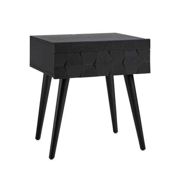 Julian Black Mid Century Modern Charging Side Table with Shelf 1