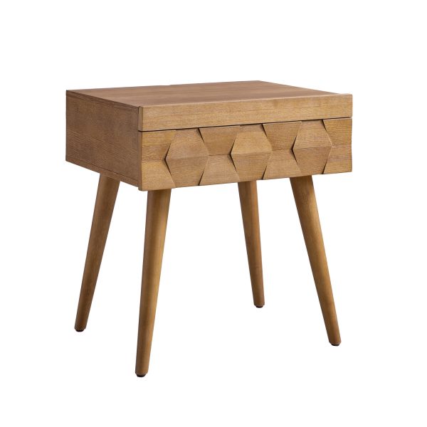 Julian Seadrift Mid Century Modern Charging Side Table with Shelf 1