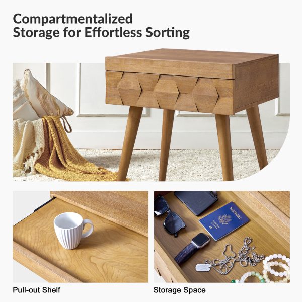 Julian Seadrift Mid Century Modern Charging Side Table with Shelf 2