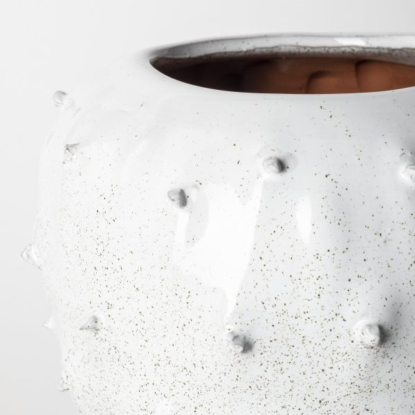 Julian Small Glossy White Ceramic Spoked Vase 7
