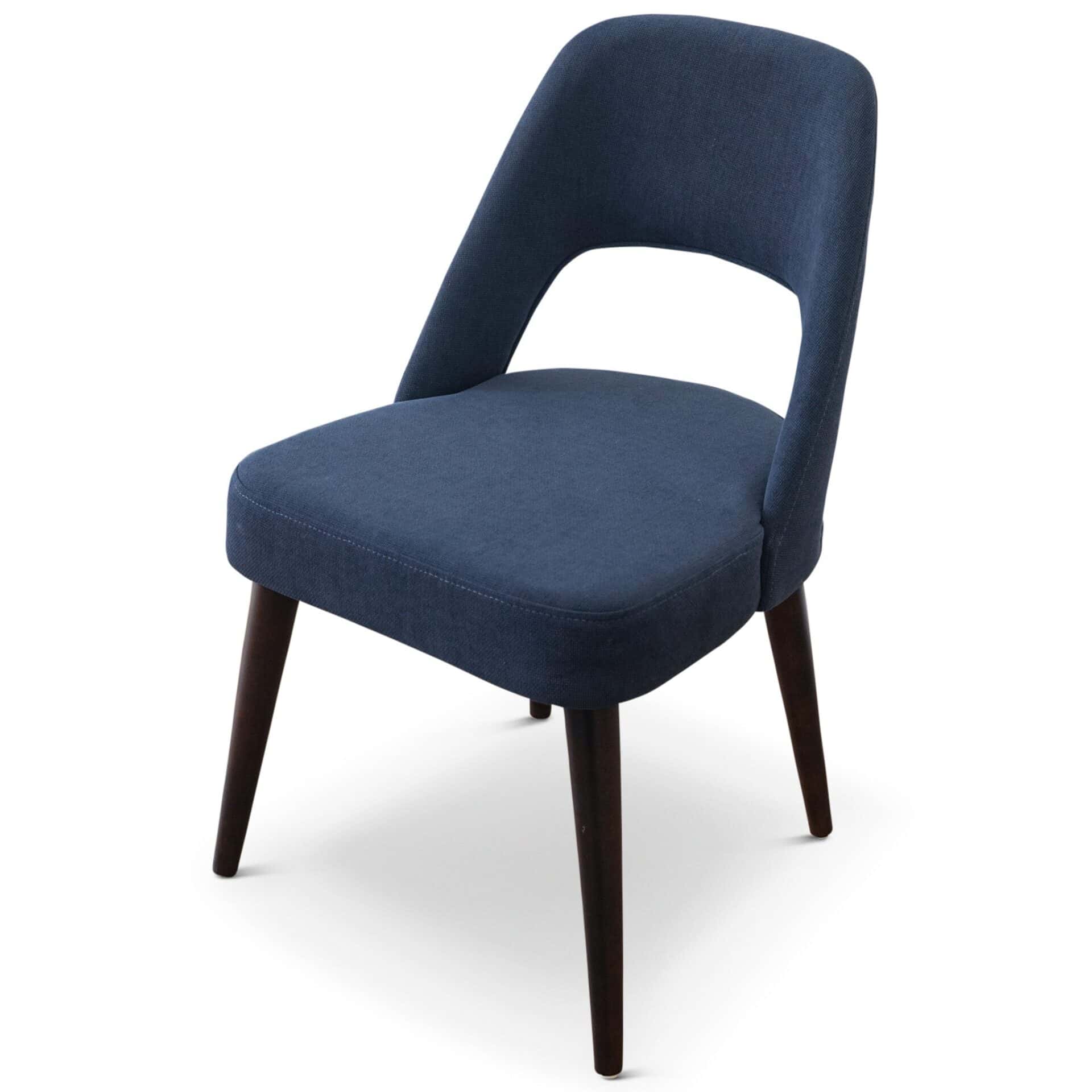 Blue Fabric Mid Century Modern Dining Chairs (Set of 2) 4 Blue Fabric Mid Century Modern Dining Chairs (Set of 2) - Image 4