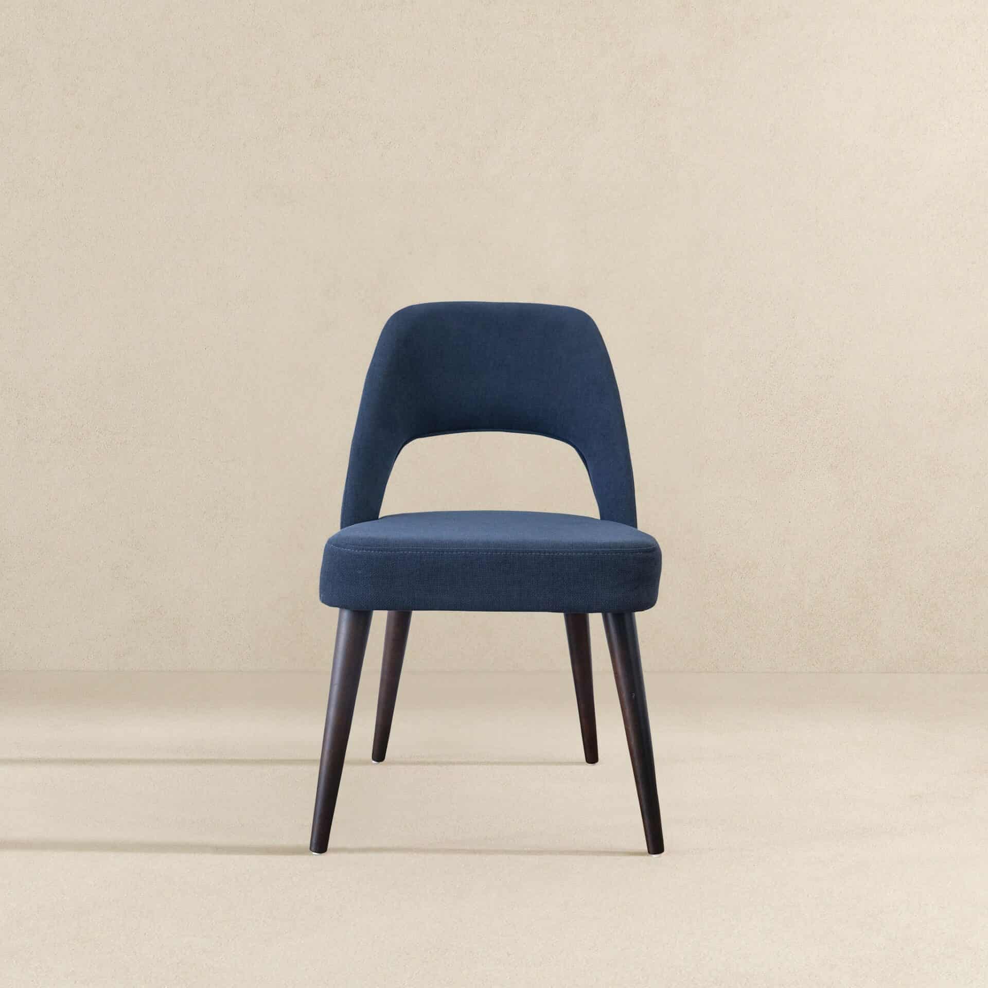 Blue Fabric Mid Century Modern Dining Chairs (Set of 2) 3 Blue Fabric Mid Century Modern Dining Chairs (Set of 2) - Image 3