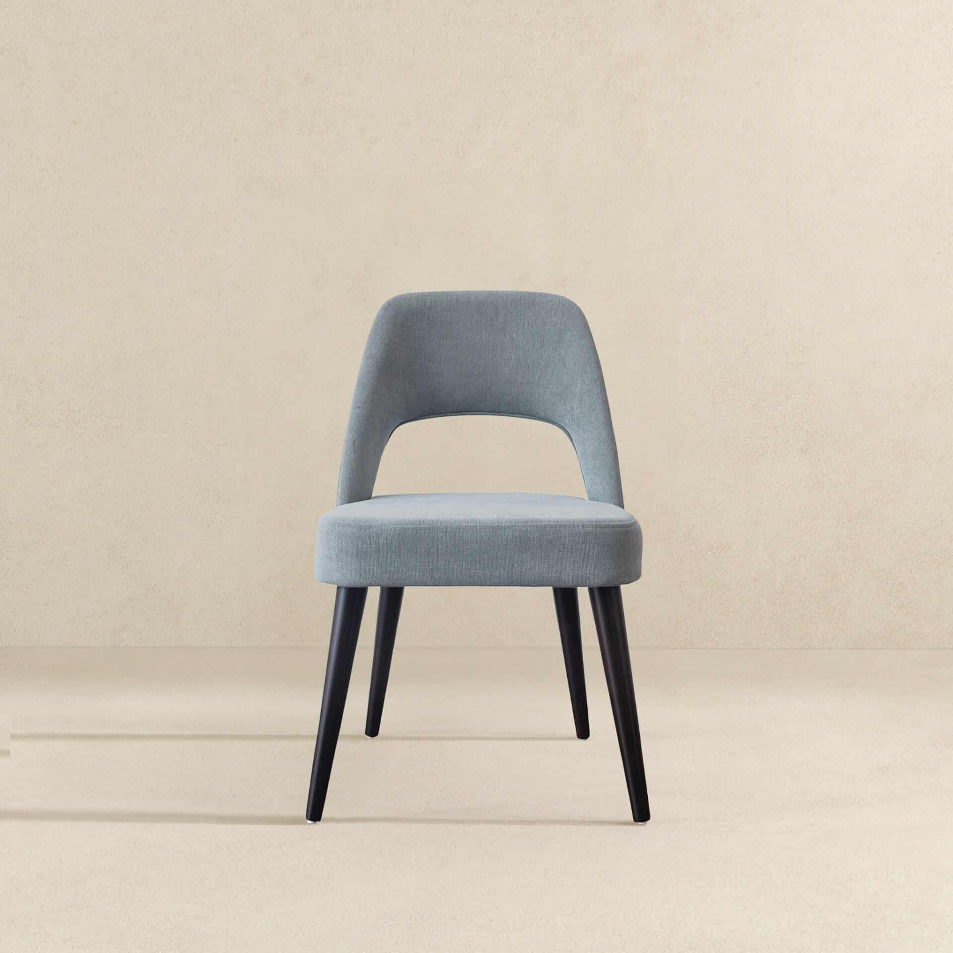 Grey Fabric Mid Century Modern Upholstered Dining Chairs (Set of 2) 2 Grey Fabric Mid Century Modern Upholstered Dining Chairs (Set of 2) - Image 2