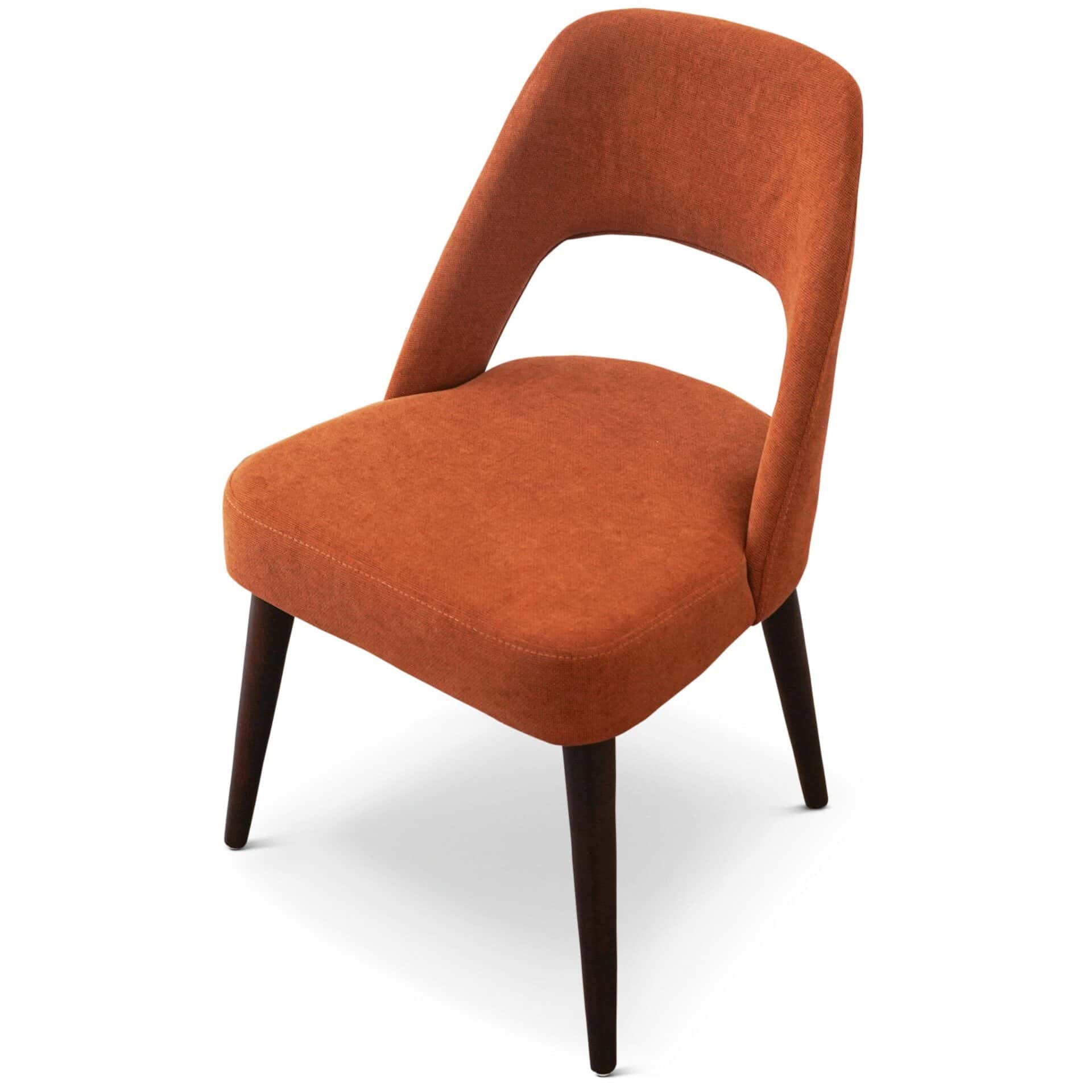 Orange Fabric Mid Century Modern Dining Chairs (Set of 2) 7 Orange Fabric Mid Century Modern Dining Chairs (Set of 2) - Image 7