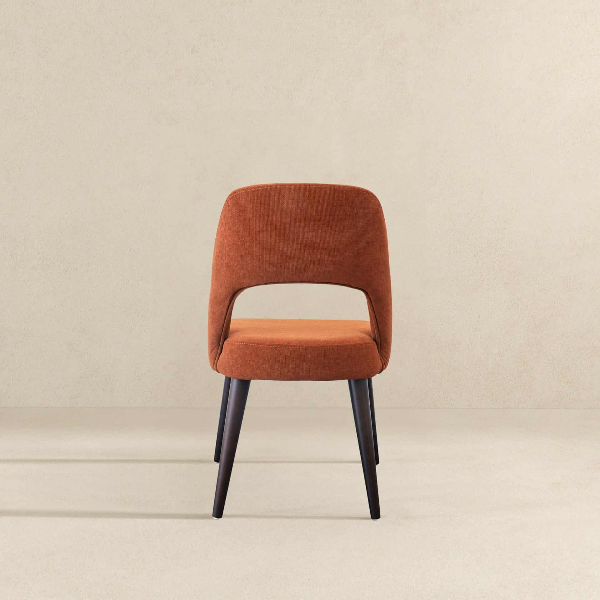 Orange Fabric Mid Century Modern Dining Chairs (Set of 2) 5 Orange Fabric Mid Century Modern Dining Chairs (Set of 2) - Image 5