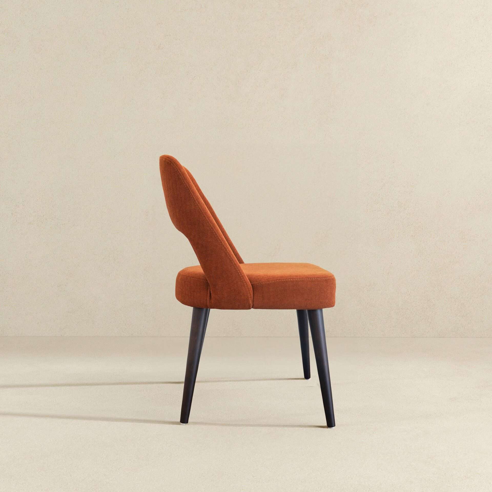 Orange Fabric Mid Century Modern Dining Chairs (Set of 2) 6 Orange Fabric Mid Century Modern Dining Chairs (Set of 2) - Image 6
