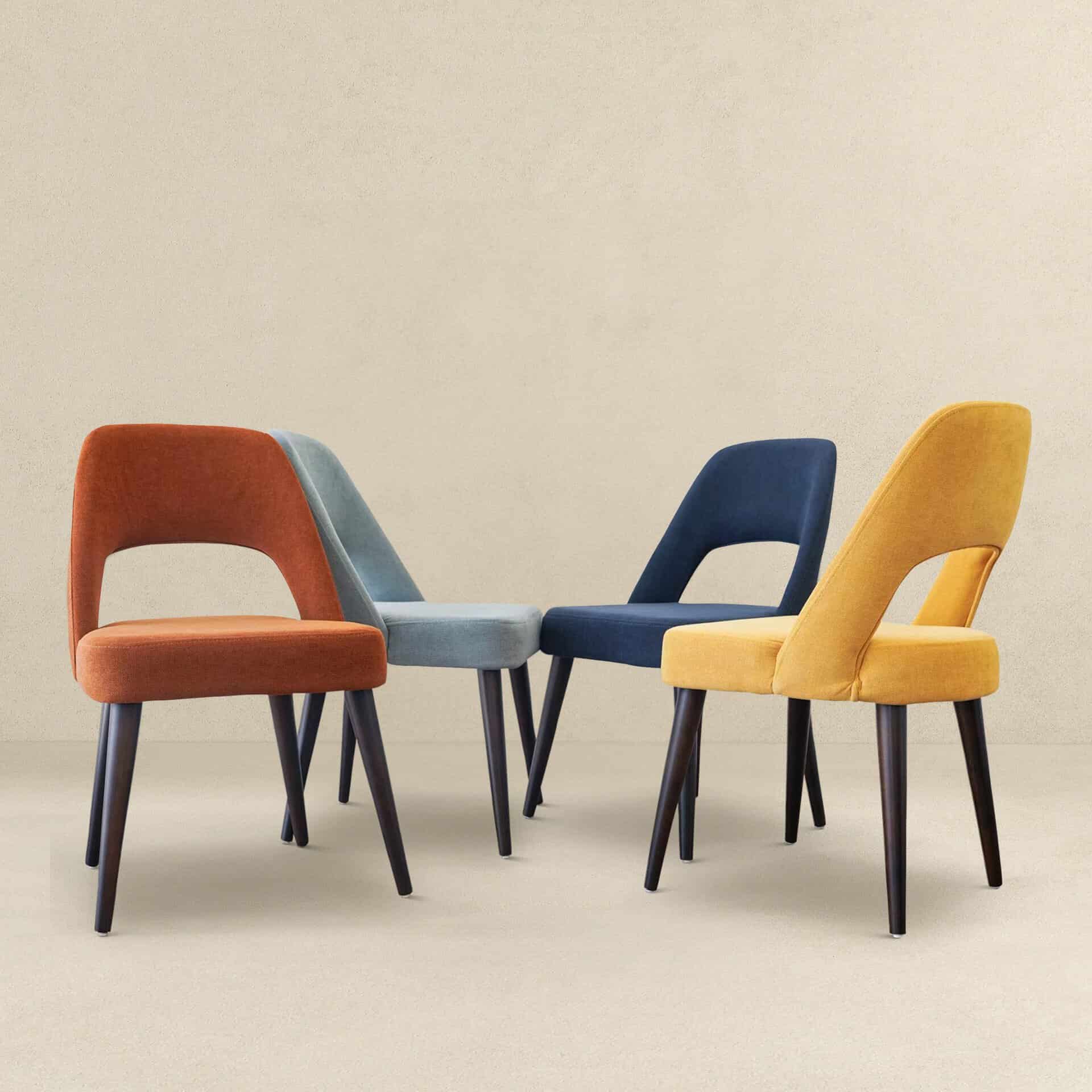 Orange Fabric Mid Century Modern Dining Chairs (Set of 2) 8 Orange Fabric Mid Century Modern Dining Chairs (Set of 2) - Image 8