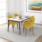Yellow Fabric Mid Century Modern Dining Chairs (Set of 2) 7 Yellow Fabric Mid Century Modern Dining Chairs (Set of 2)