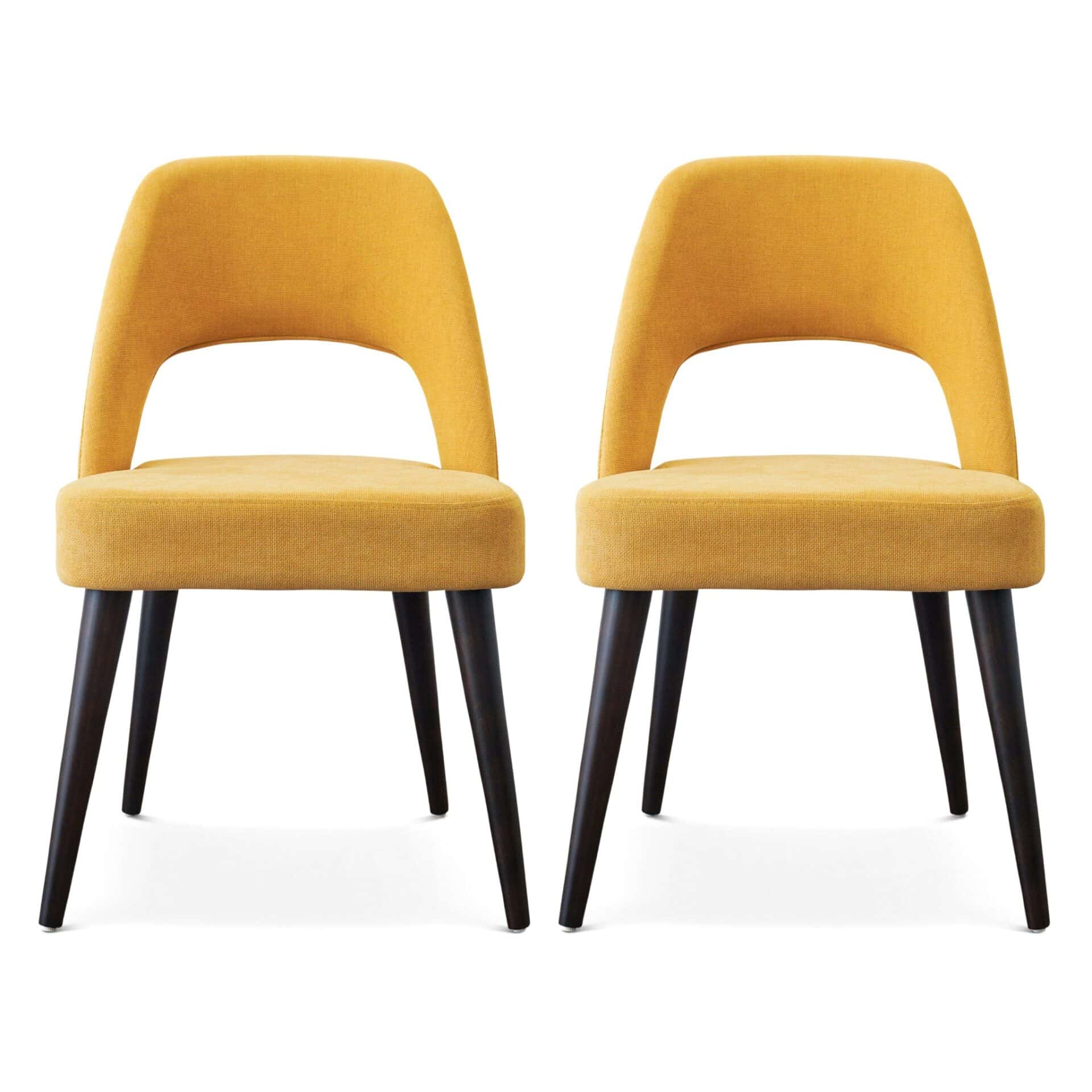 Yellow Fabric Mid Century Modern Dining Chairs (Set of 2) 6 Yellow Fabric Mid Century Modern Dining Chairs (Set of 2) - Image 6