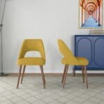 Yellow Fabric Mid Century Modern Dining Chairs (Set of 2) 8 Yellow Fabric Mid Century Modern Dining Chairs (Set of 2)
